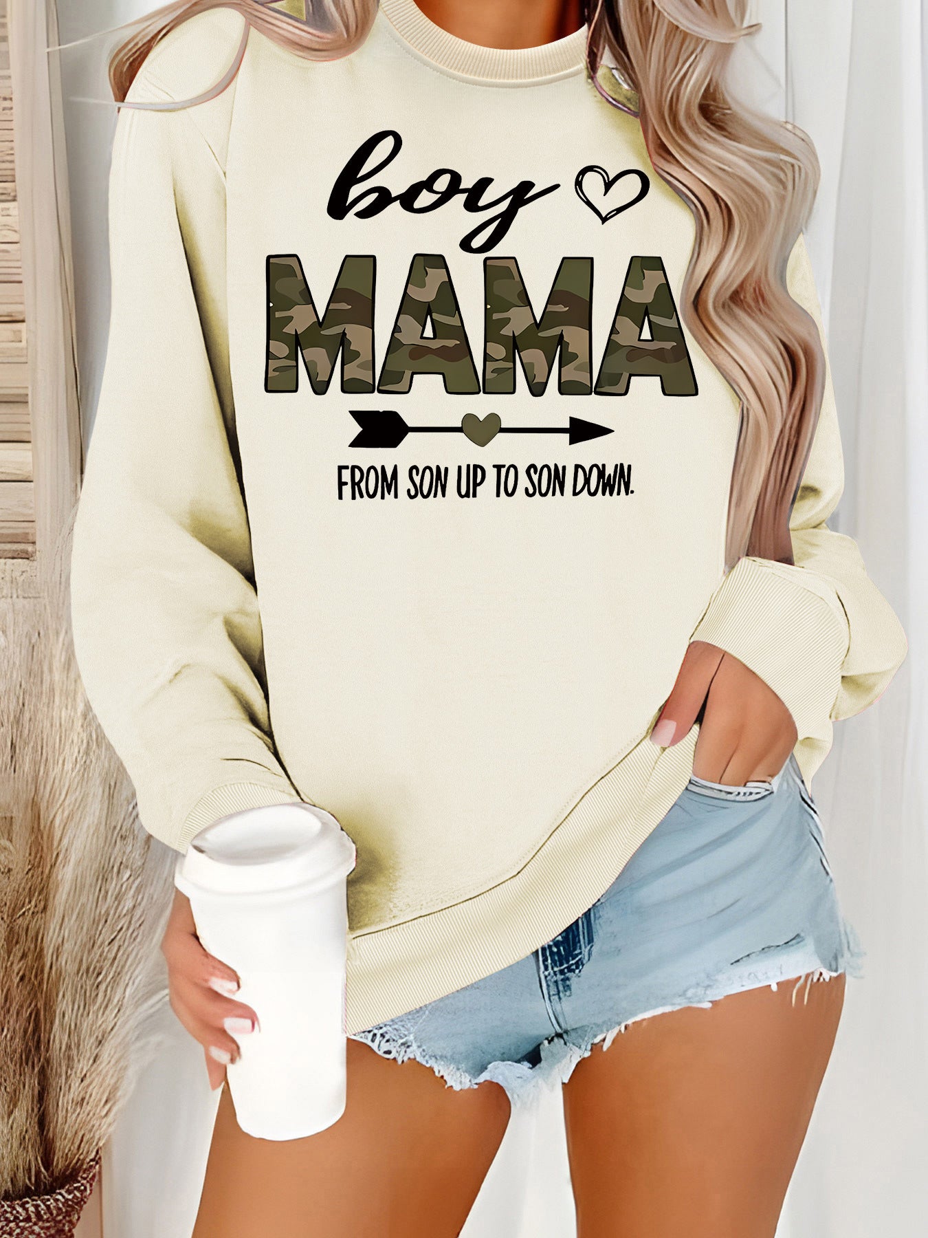 T-shirt à manches longues et col rond pour garçons et mamans