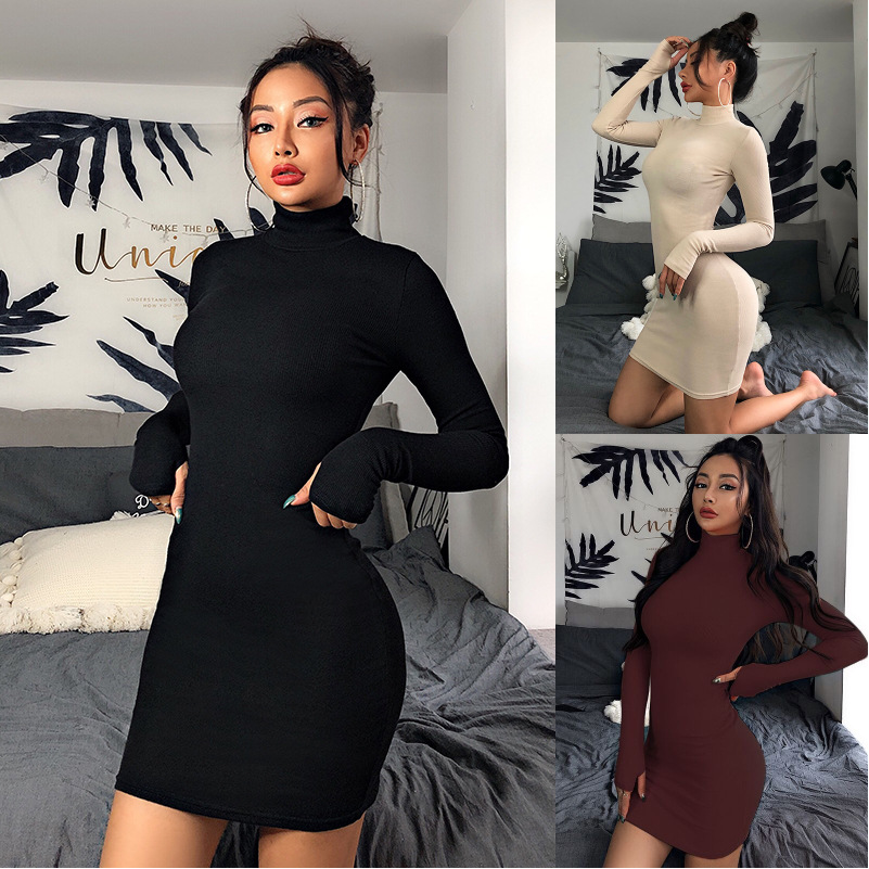 2019 Autumn Long Sleeve High Neck Dress (Cross-Border)