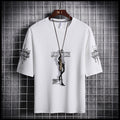 T-shirt ample décontracté à imprimé lettre pour homme (Été)