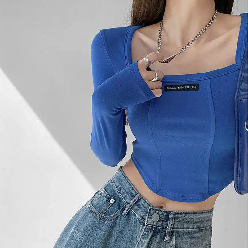 American Style Slim Long-sleeved Top for Young Girls
