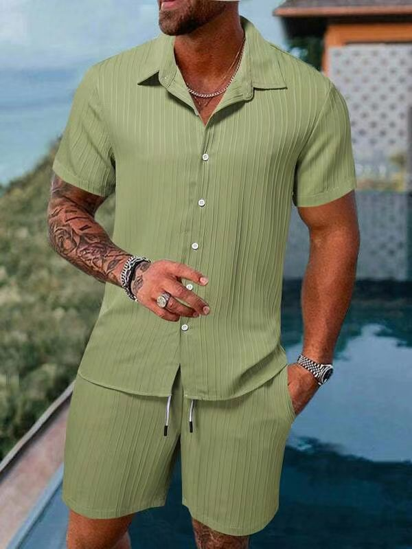 Ensemble chemise et short décontractés d'été pour homme