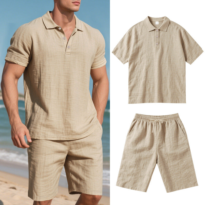Ensemble d'été homme en lin à manches courtes