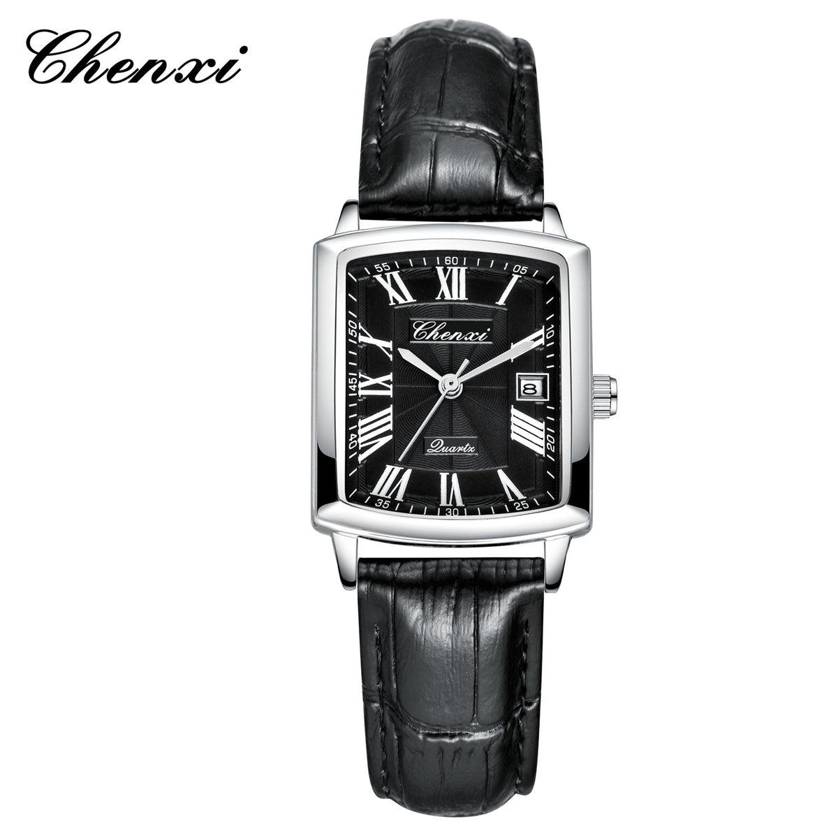 Casual Couple Watch, Morning Light Brand, Calendar Quartz Watch, Simple Square Design for Men and Women, Leather Strap