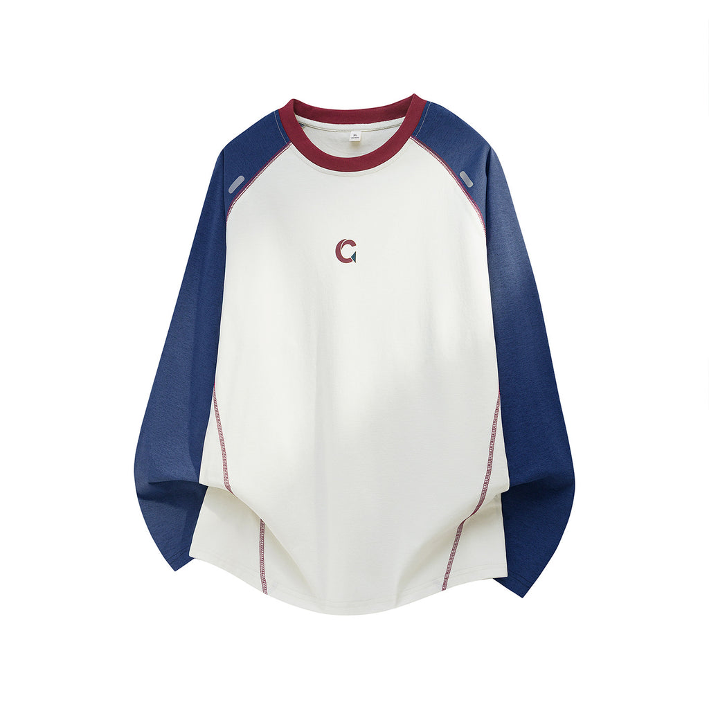 Athletic Long Sleeve T-Shirt for Men, Cool Touch Breathable Pullover, Color-Blocking Loose Casual Top