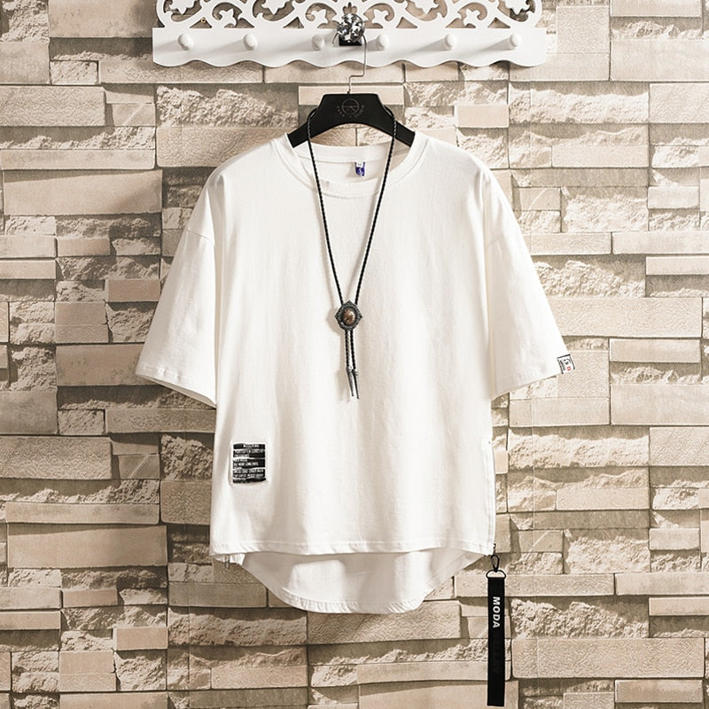 T-shirt d'été ample grande taille pour homme avec fermeture éclair