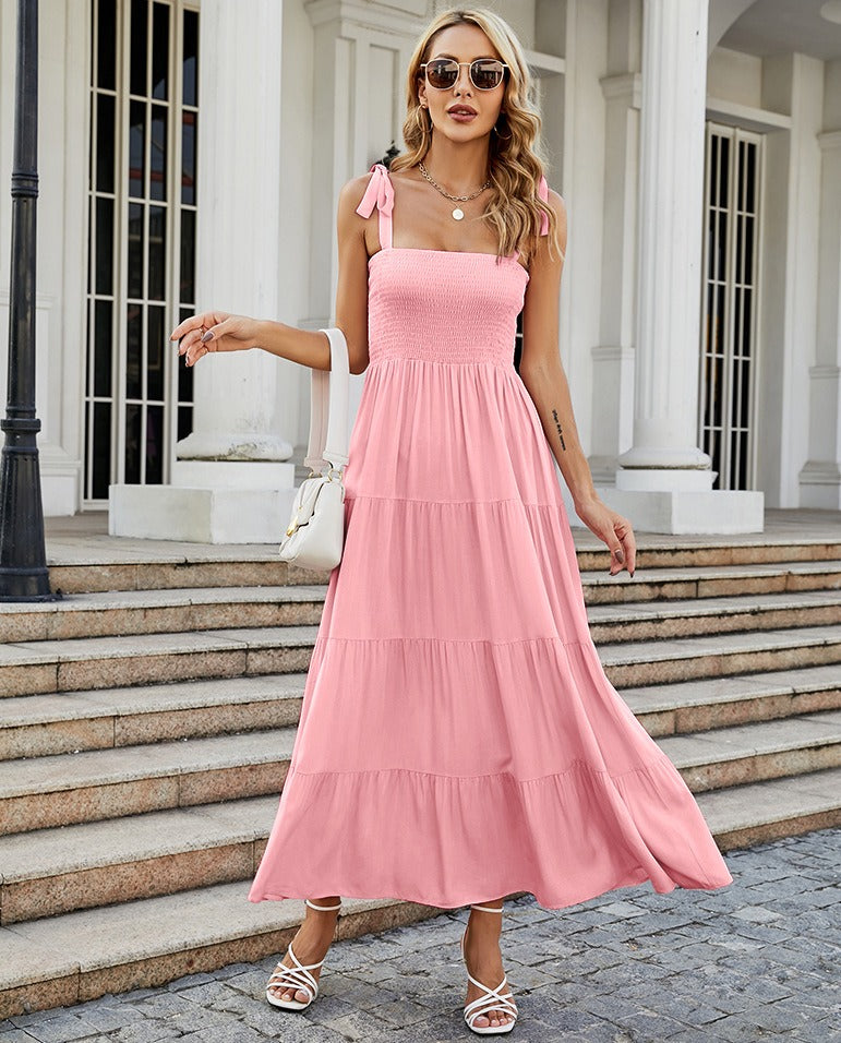 Robe salopette européenne et américaine, vêtements pour femmes, nouvelle robe décontractée printemps et été, jupe taille haute imprimée