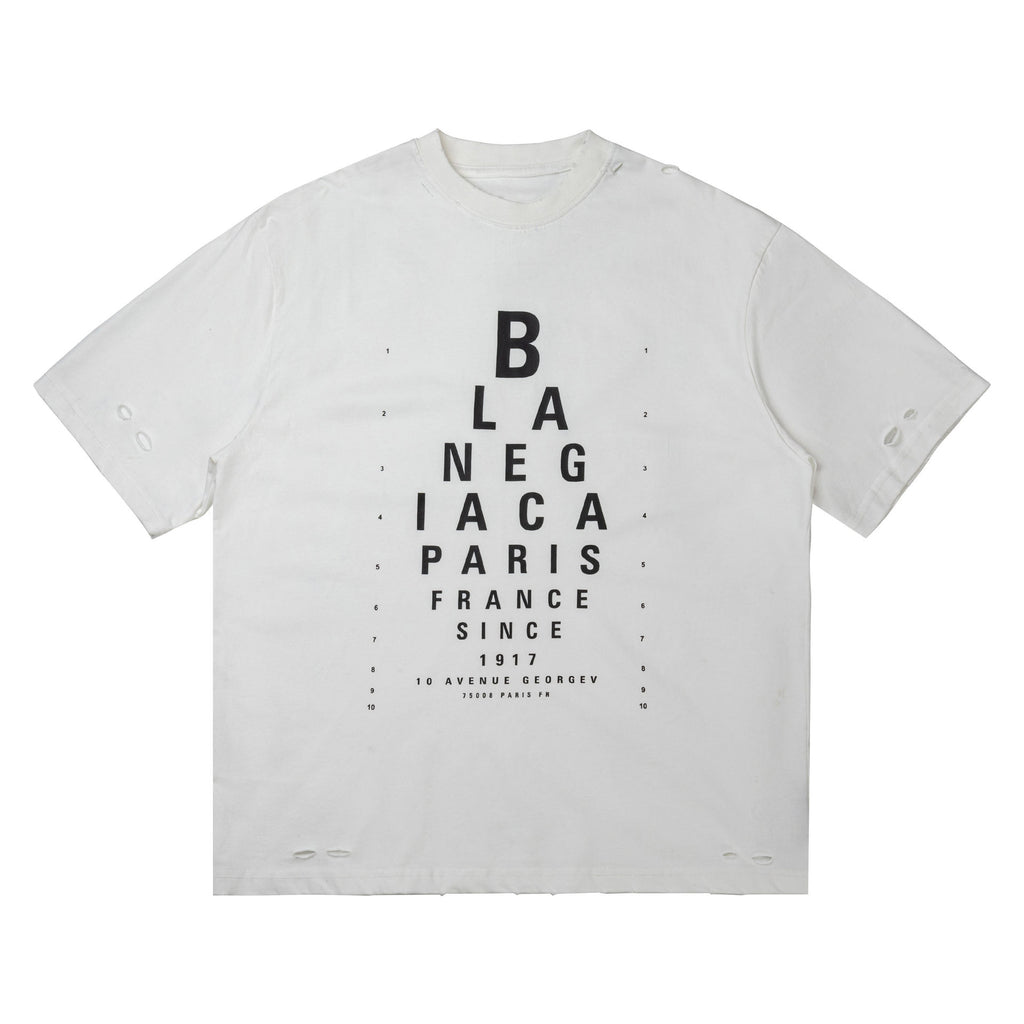 Broken hole printed short sleeved men's and women's T-shirts