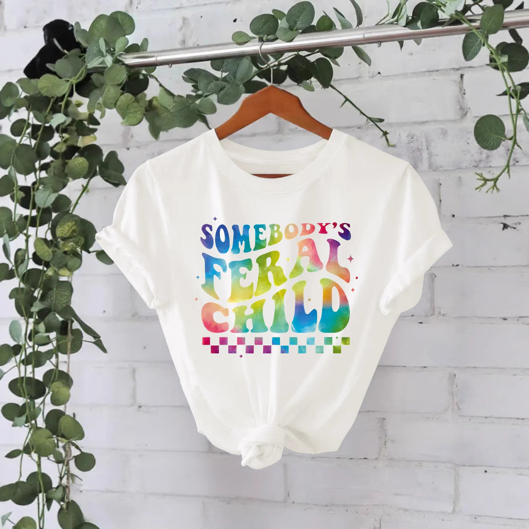 Imprimé slogan mignon pour jeune fille
