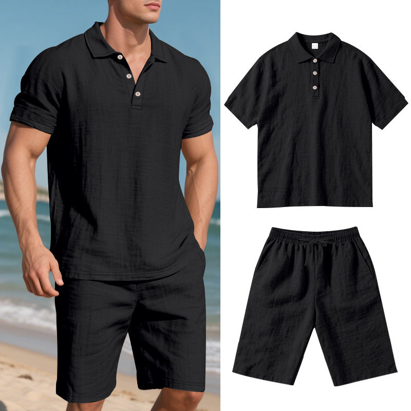 Ensemble d'été homme en lin à manches courtes