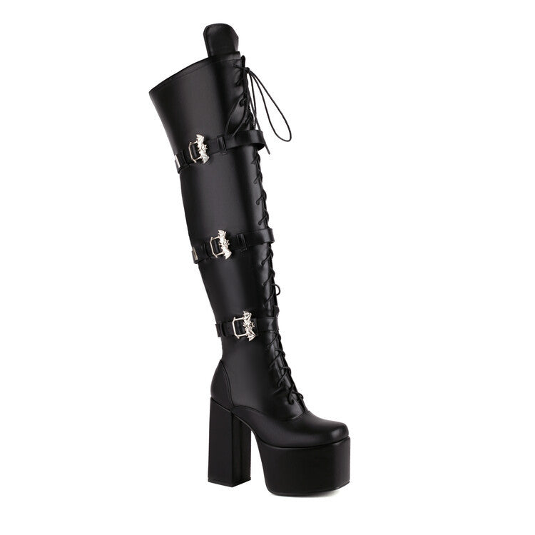 Bottes lacées montantes avec boucle de club de nuit