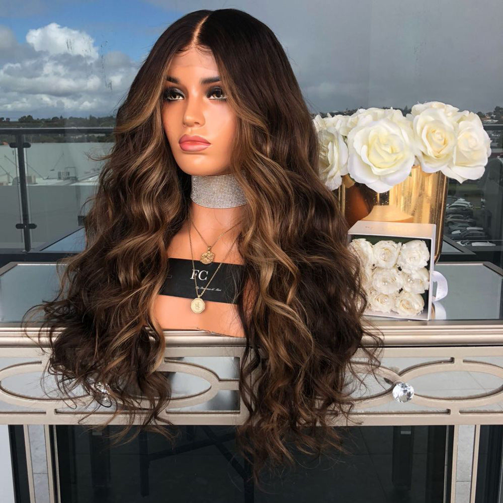 New European and American Wavy Wig in Mixed Brown Color