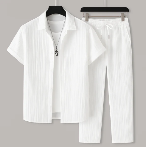 Men's Striped Summer Shirt Suit