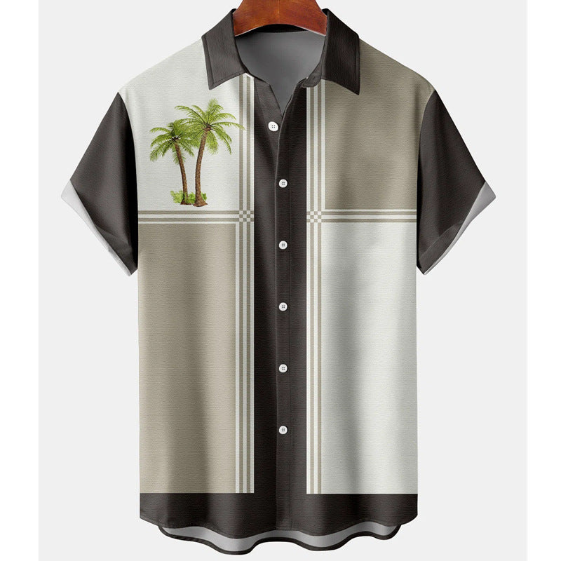 Chemise hawaïenne 3D imprimée pour homme avec cocotiers