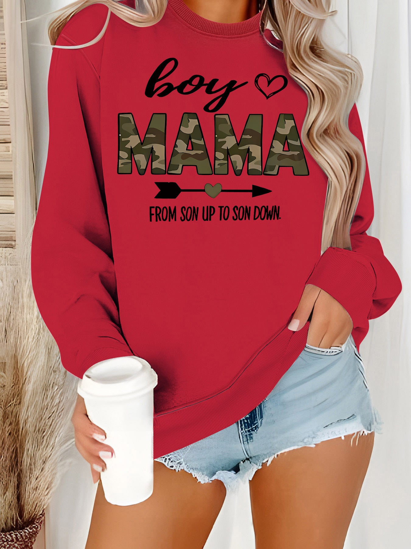T-shirt à manches longues et col rond pour garçons et mamans