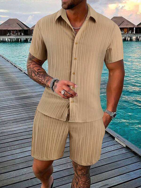 Ensemble chemise et short décontractés d'été pour homme