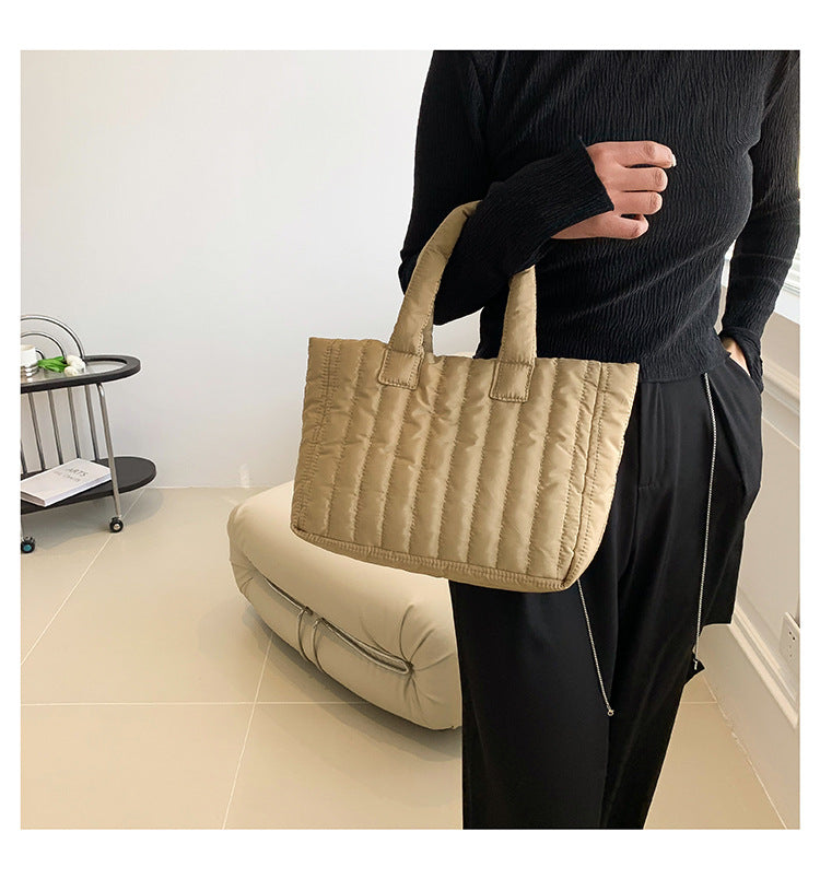 Sac fourre-tout brodé à bandoulière, style tendance, en coton, grande capacité, simple, unique