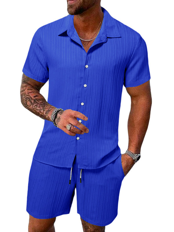 Ensemble chemise et short décontractés d'été pour homme