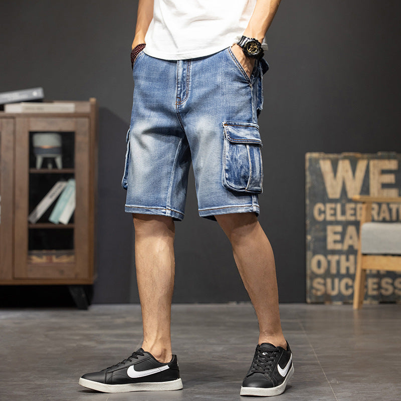 Men's Loose-Fit Multi-Pocket Denim Shorts (Summer)