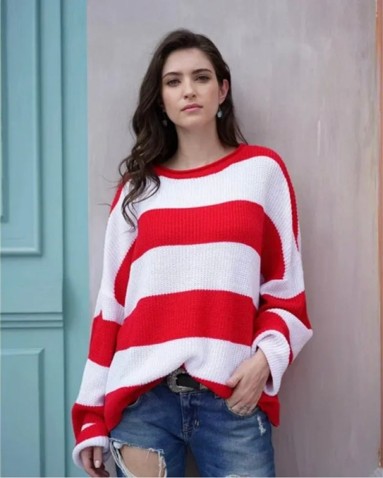 Pull femme rayé colorblock