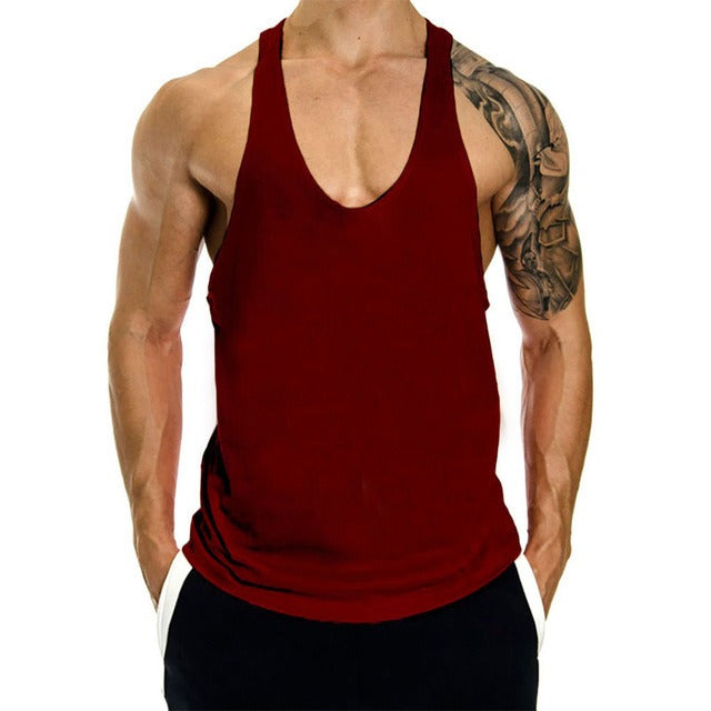 Débardeur de fitness pour homme, ample, avec dos nageur, sans manches, en coton, pour le basketball et le sport, haut tendance pour la musculation