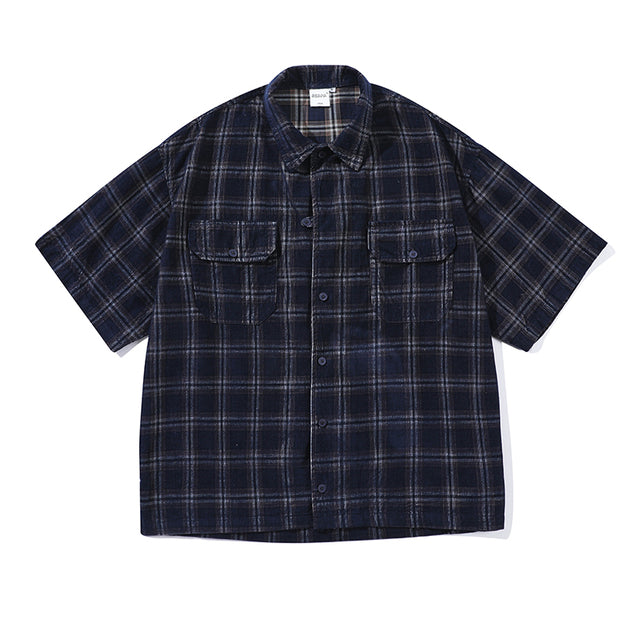 Vintage Corduroy Short Sleeve Shirts for Men and Women