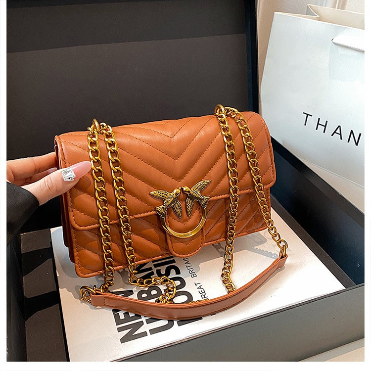 Sac à chaîne pour femme Sac bandoulière élégant Mode Polyvalent Sac à bandoulière Brodé Petit sac carré
