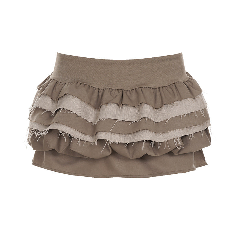 Jupe kaki rétro multicouche style ballet avec ourlet tulipe pour jeunes femmes