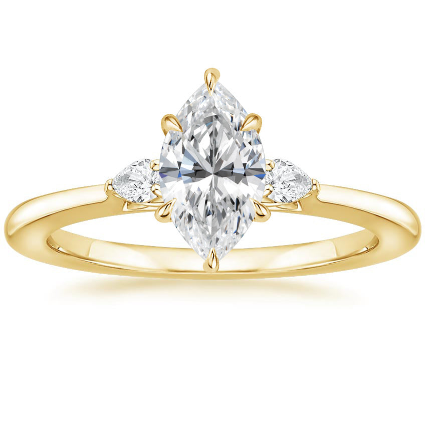 Fashion Luxury Three-Stone Diamond Ring 1 Carat Wedding Ring S925 Sterling Silver Plated 18K Gold Lab-Grown Diamond Ring for Women