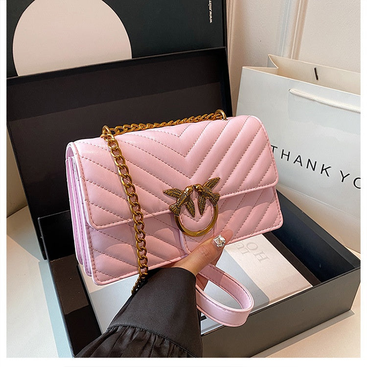 Sac à chaîne pour femme Sac bandoulière élégant Mode Polyvalent Sac à bandoulière Brodé Petit sac carré