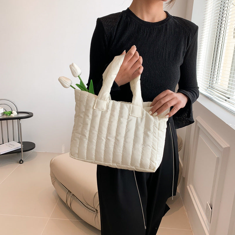 Sac fourre-tout brodé à bandoulière, style tendance, en coton, grande capacité, simple, unique