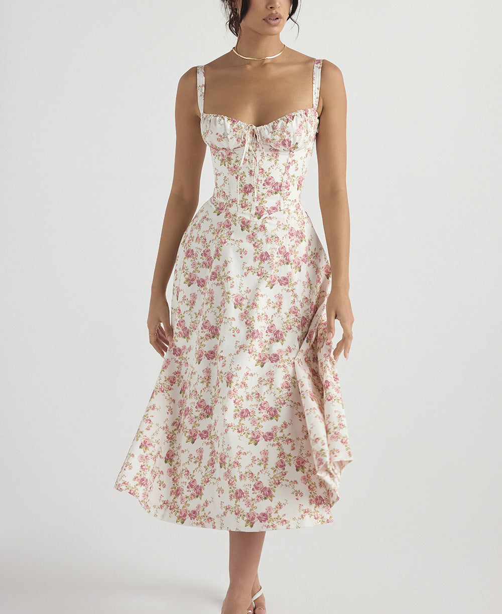 Ladies Fashion summer dresses women  maxi floral slip backless womens dresses elegant