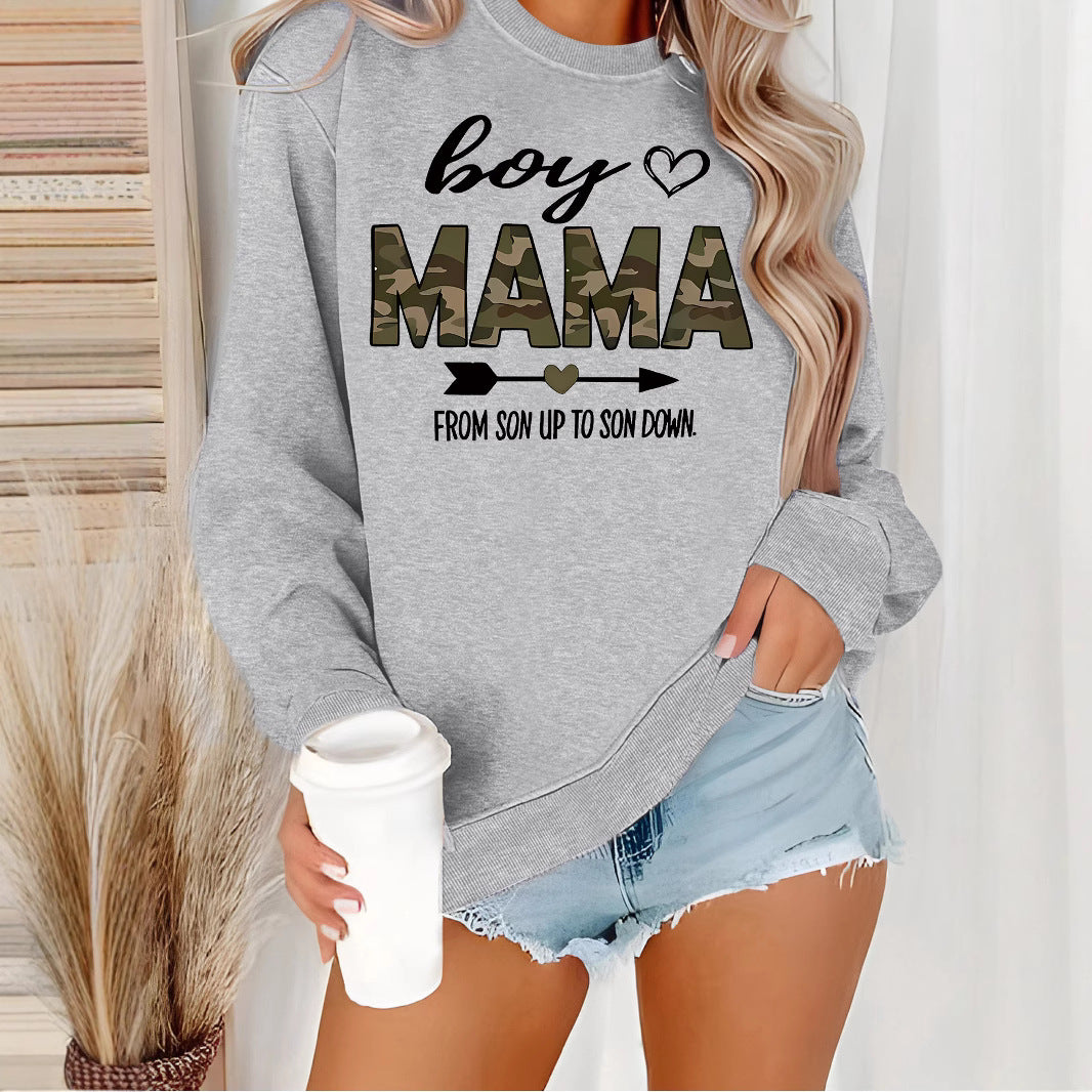 T-shirt à manches longues et col rond pour garçons et mamans