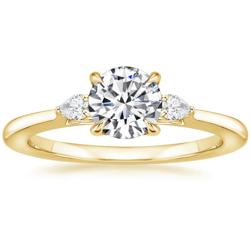 Fashion Luxury Three-Stone Diamond Ring 1 Carat Wedding Ring S925 Sterling Silver Plated 18K Gold Lab-Grown Diamond Ring for Women