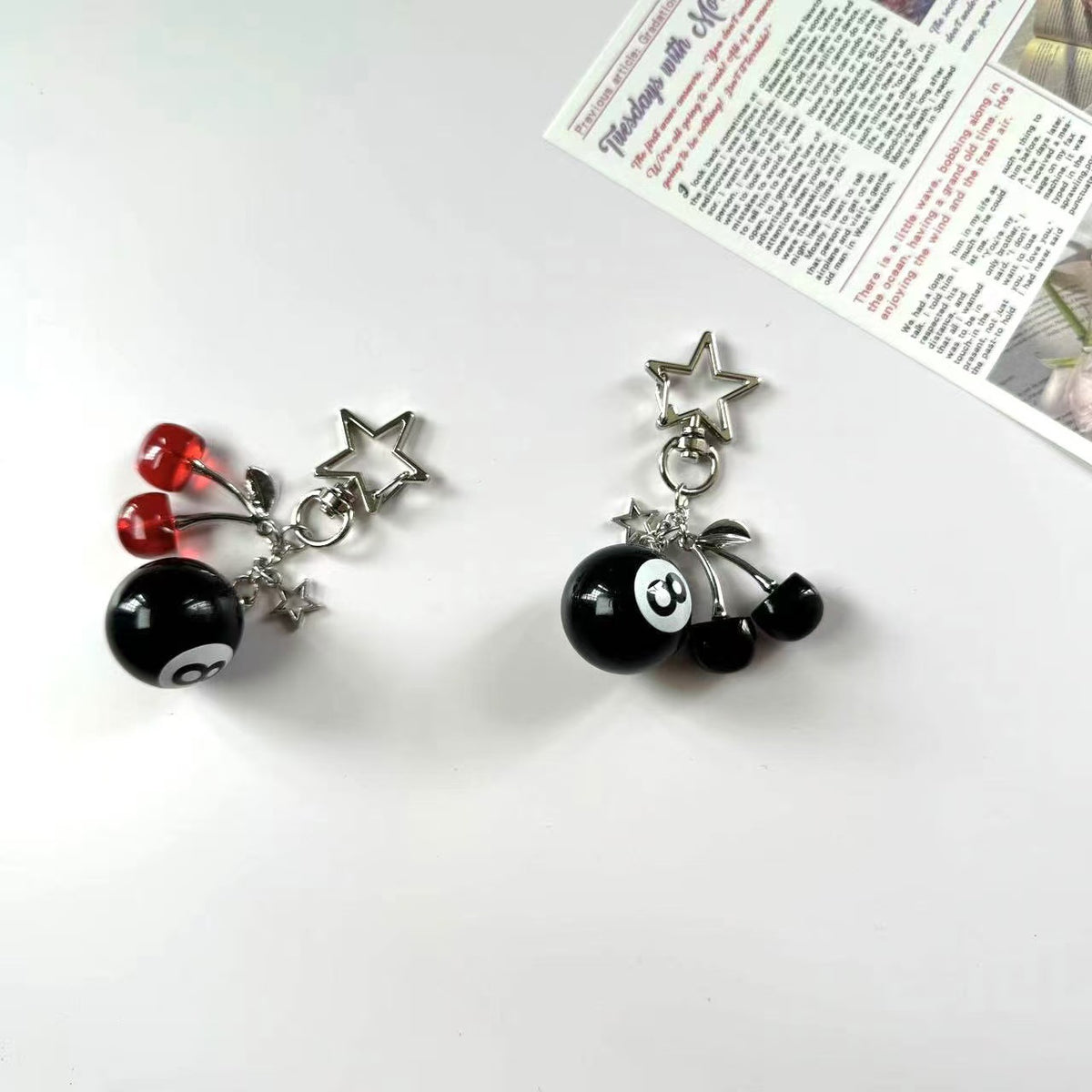 Cherry metal pendant jewelry bag pendant keychain cherry crystal key pendant
