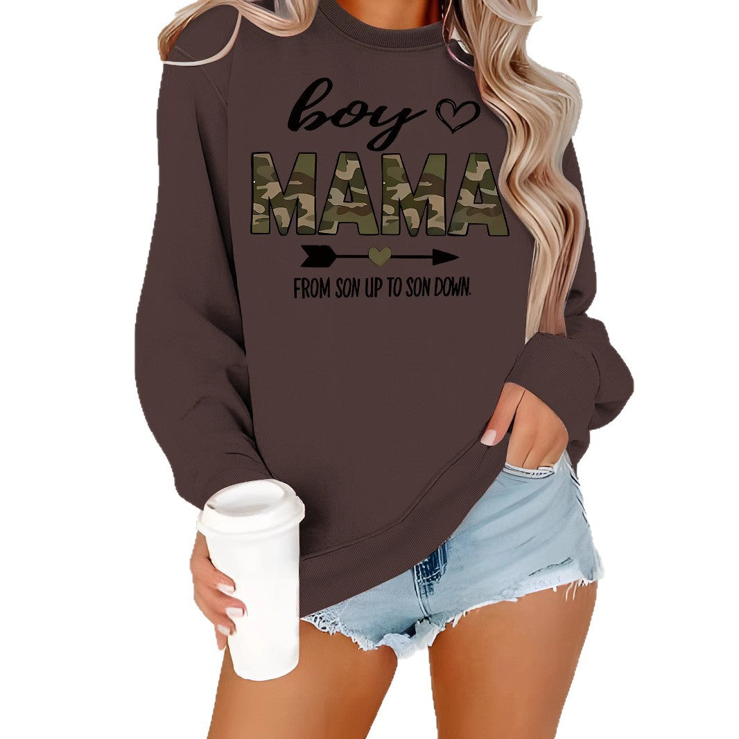 T-shirt à manches longues et col rond pour garçons et mamans