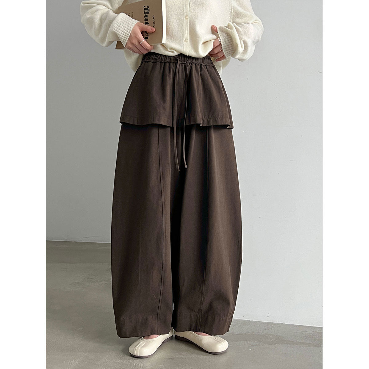 Sense Faux Two-Piece Skirt Pants Women's Autumn Loose Slimming Hip-Hiding Wide-Leg Pants