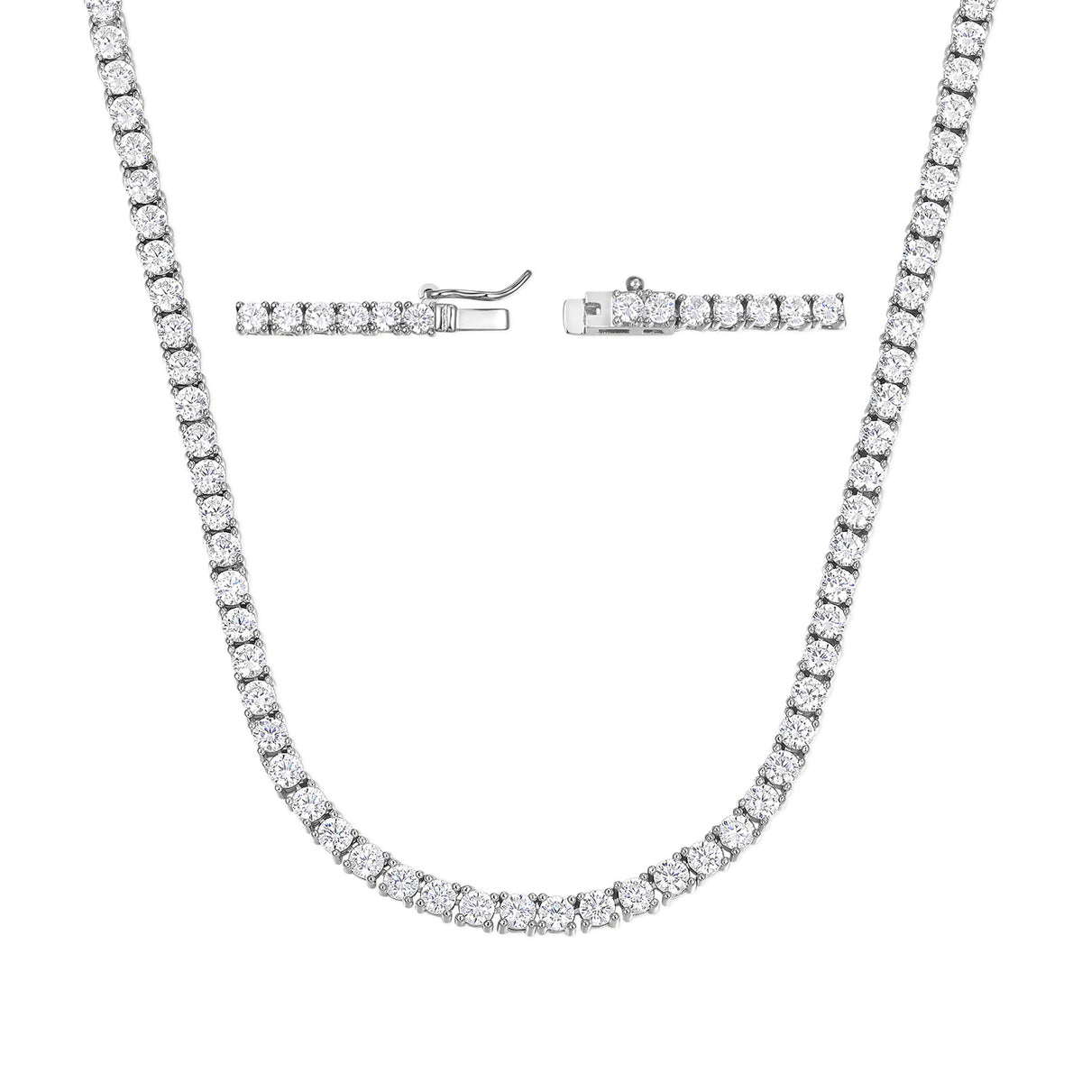 Copper Plated 18K Gold Zirconia Tennis Necklace Fashion Trendy Style Neck Chain