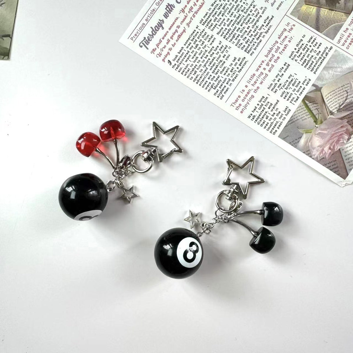 Cherry metal pendant jewelry bag pendant keychain cherry crystal key pendant