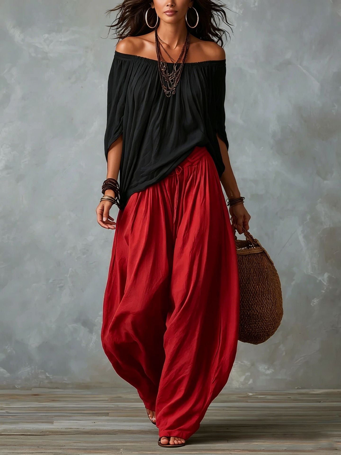 Ensemble T-shirt mode asymétrique et pantalon ample pour femme, tenue décontractée élégante deux pièces à manches longues