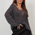 Solid color hollow sweater top