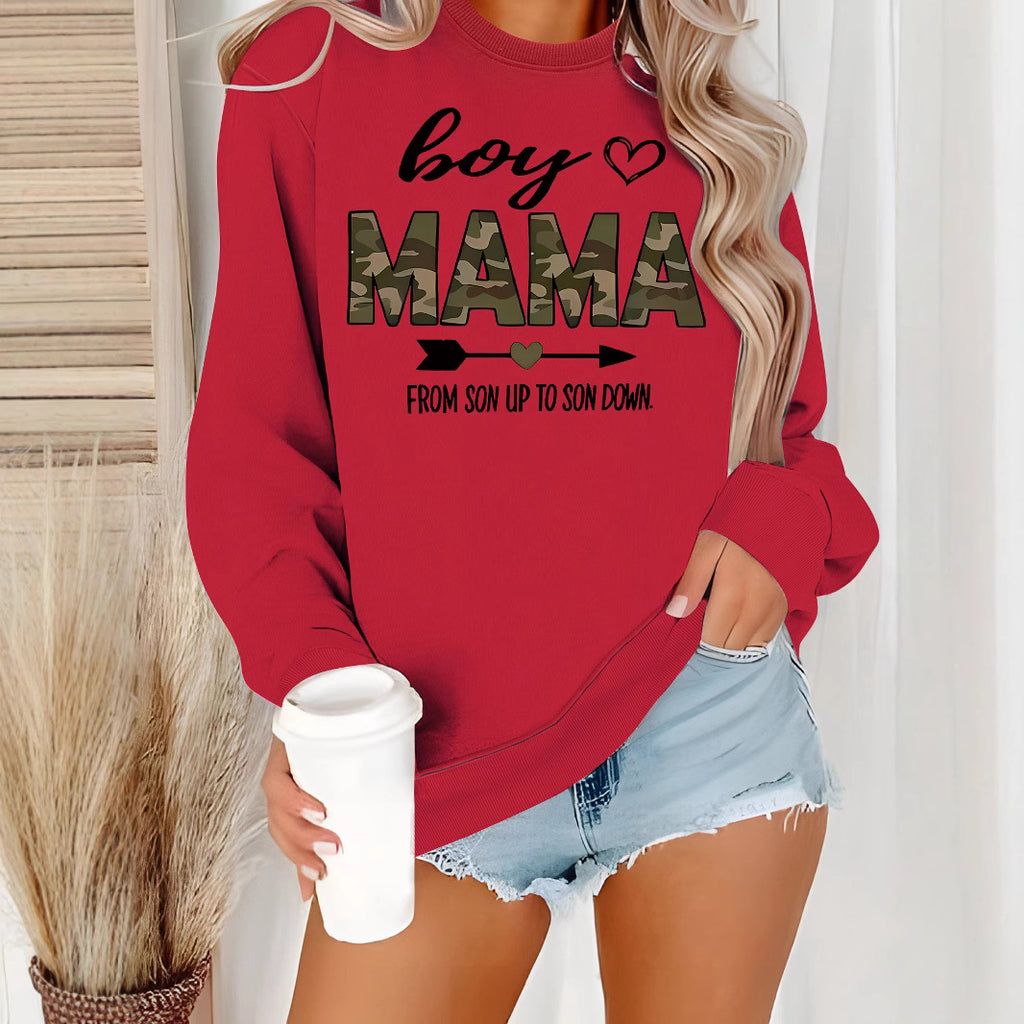 T-shirt à manches longues et col rond pour garçons et mamans
