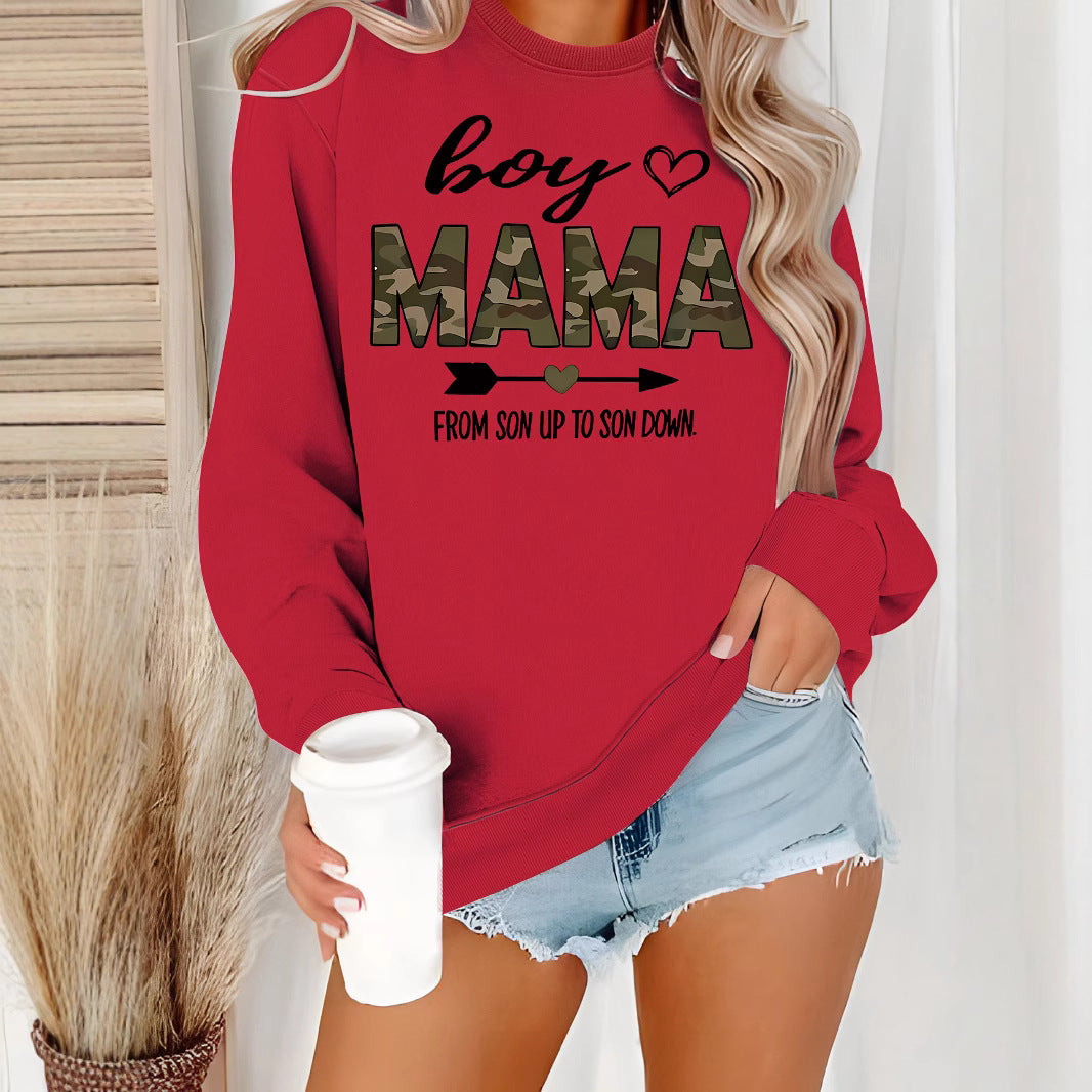T-shirt à manches longues et col rond pour garçons et mamans