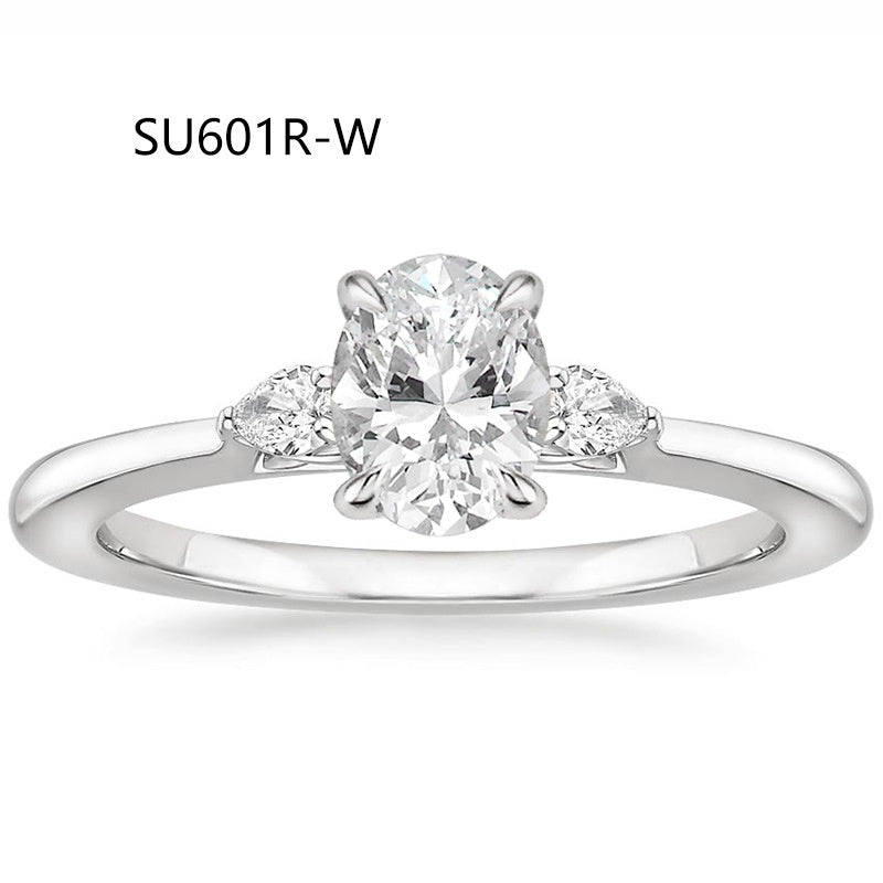 Fashion Luxury Three-Stone Diamond Ring 1 Carat Wedding Ring S925 Sterling Silver Plated 18K Gold Lab-Grown Diamond Ring for Women