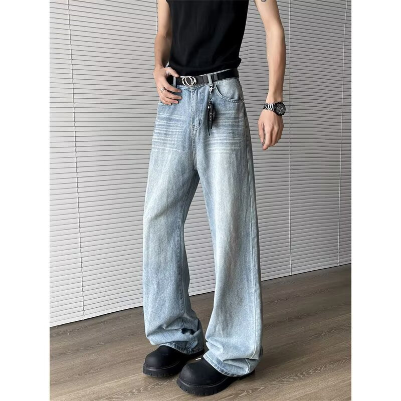 Jeans pour garçons à rayures en bambou, délavés, coupe droite d'été