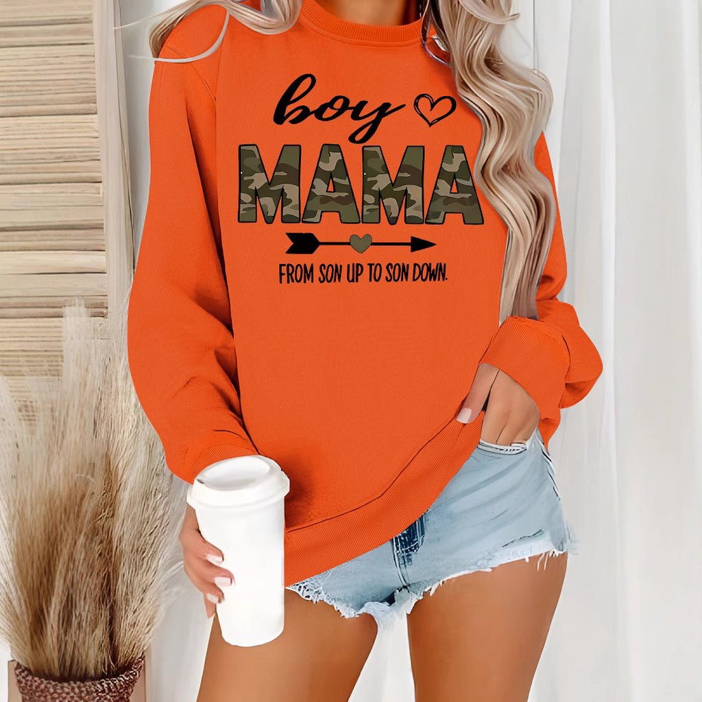 T-shirt à manches longues et col rond pour garçons et mamans