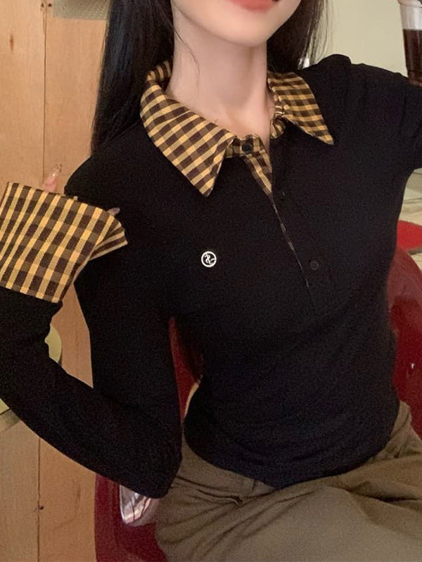 Fake two checkered contrasting base shirts