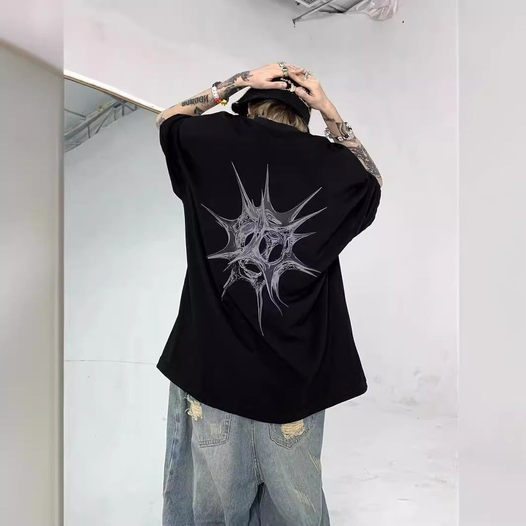 T-shirt unisexe à manches courtes en coton, style américain, ample et polyvalent