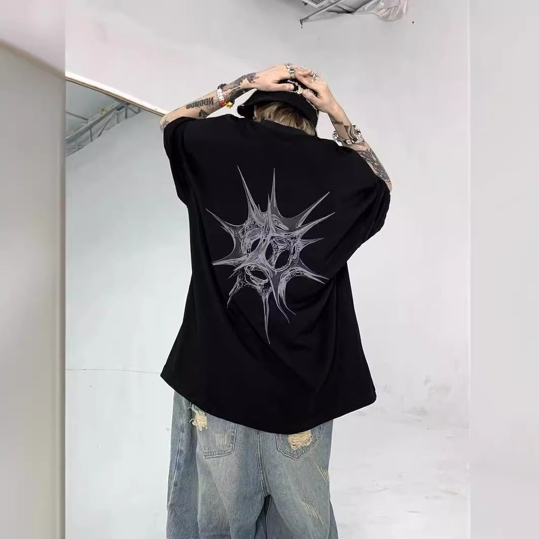 T-shirt unisexe à manches courtes en coton, style américain, ample et polyvalent