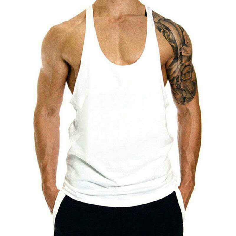 Débardeur de fitness pour homme, ample, avec dos nageur, sans manches, en coton, pour le basketball et le sport, haut tendance pour la musculation
