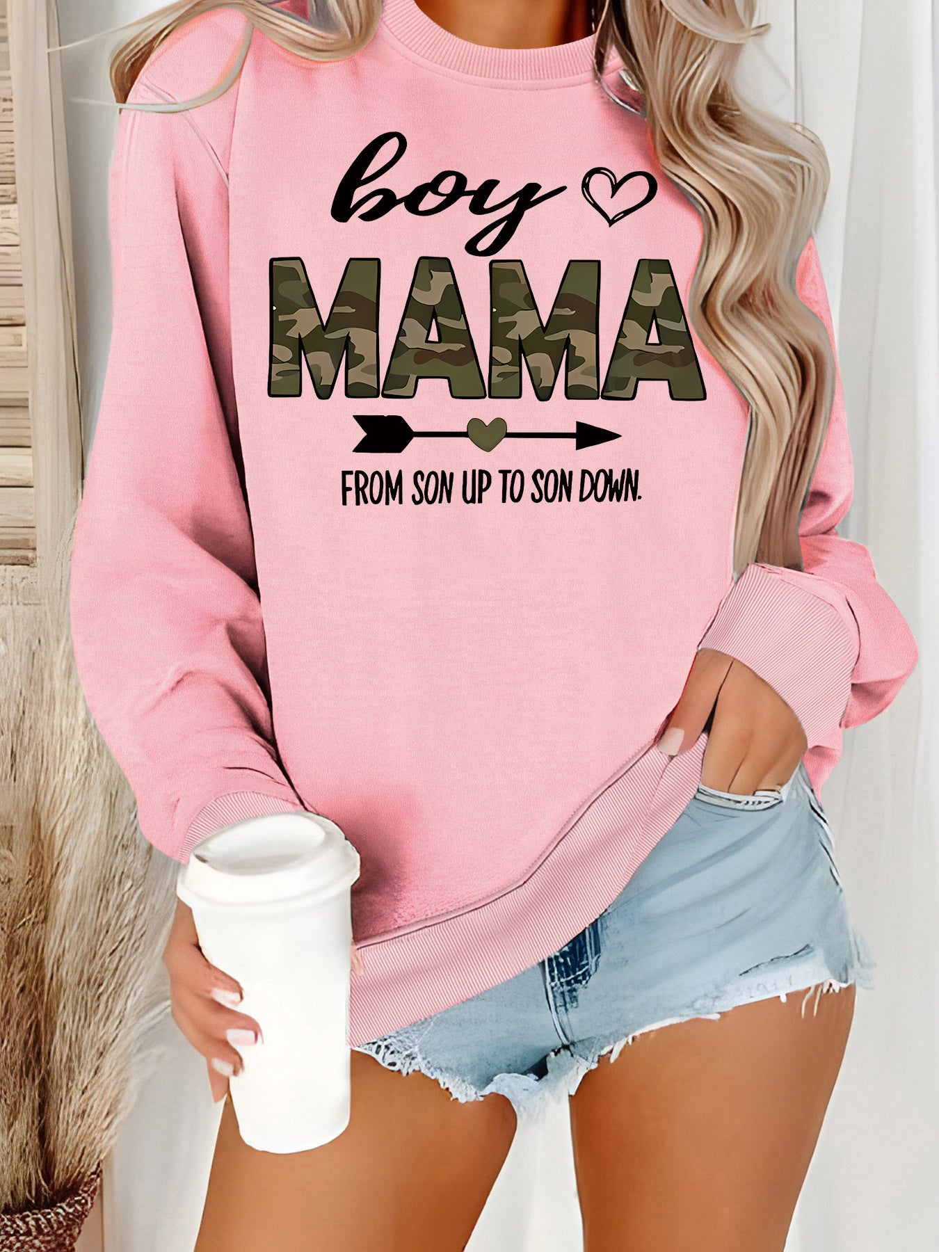 T-shirt à manches longues et col rond pour garçons et mamans